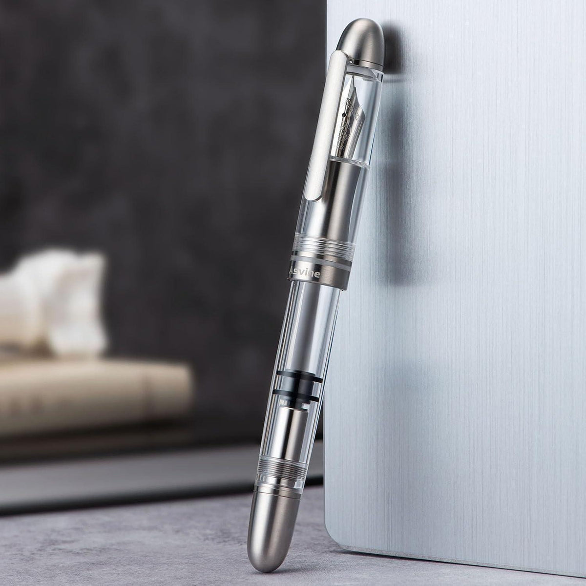 Asvine P36 Titan Füllfederhalter Kolbenfüllung, Klar Acryl, M Feder