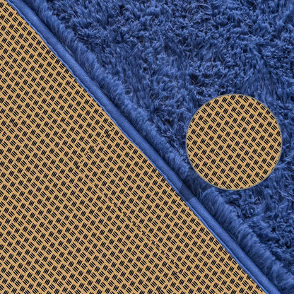 Weicher Hochflor Teppich Blau 80x150 cm – Shaggy Wohnzimmer Teppich