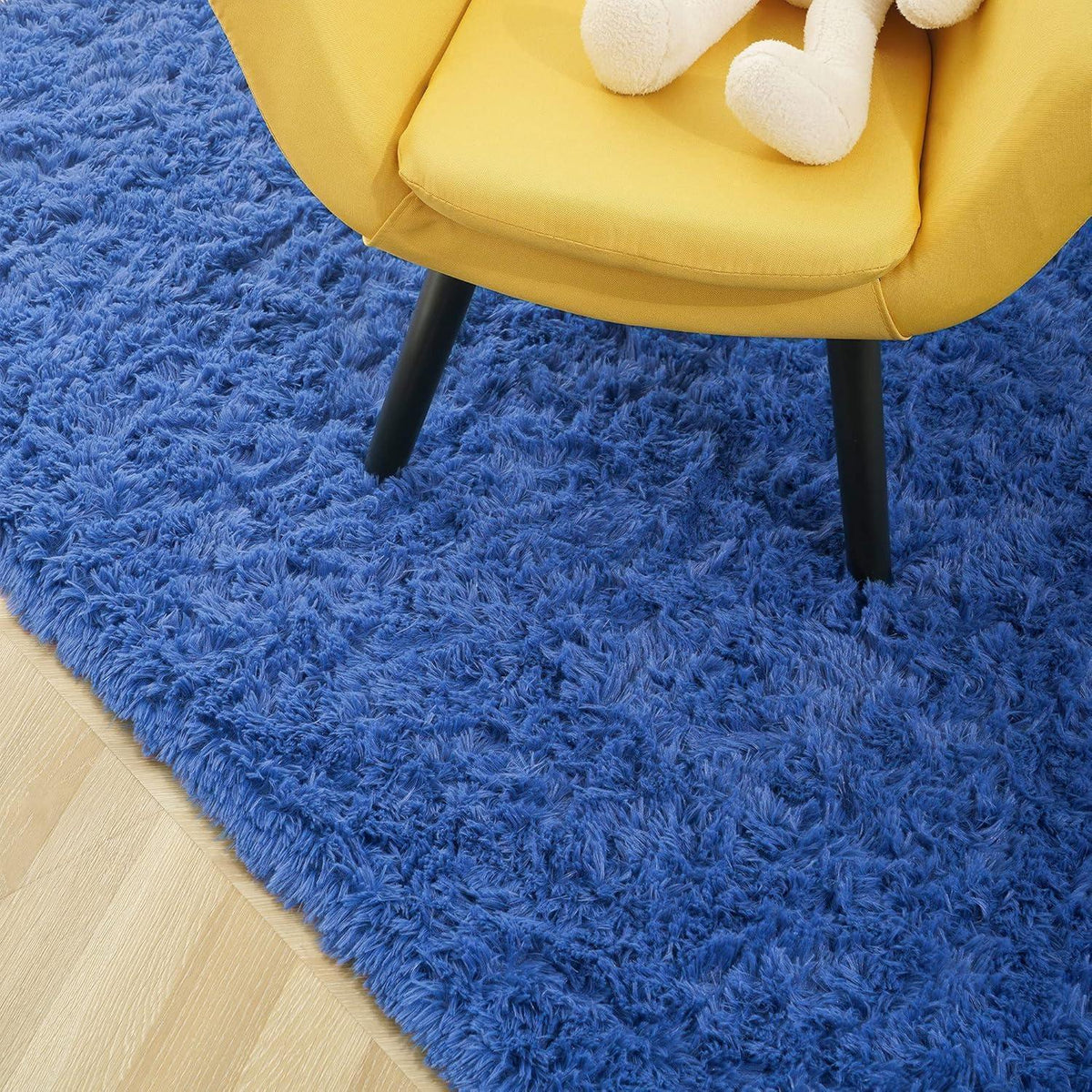 Weicher Hochflor Teppich Blau 80x150 cm – Shaggy Wohnzimmer Teppich