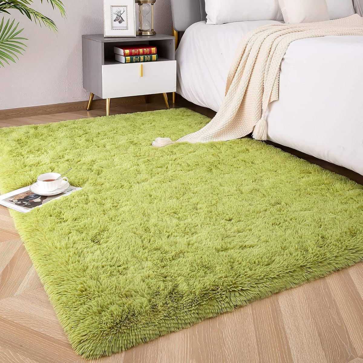 Weicher Hochflor Shaggy Teppich Grün 200 x 300 cm