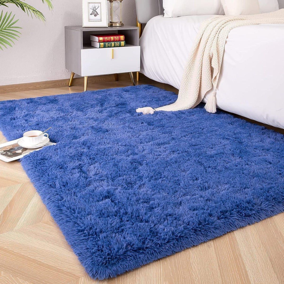Weicher Hochflor Shaggy Teppich 200x300 cm Blau