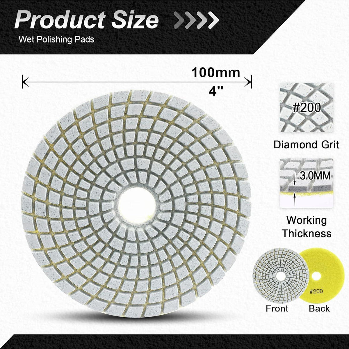 Diamant Polierscheiben 100mm Körnung 200 für Granit & Marmor