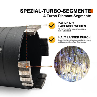 Diamantbohrkrone 68mm für Unterputzdosen mit SDS-Plus Adapter