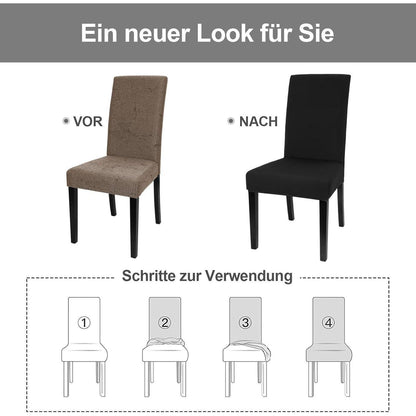 Stretch Stuhlhussen 6er Set – Elastische Stuhlbezüge Schwarz