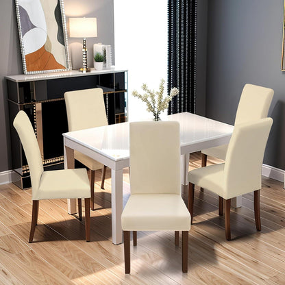 Stretch Stuhlhussen 6er Set – Beige | Abnehmbar & Waschbar
