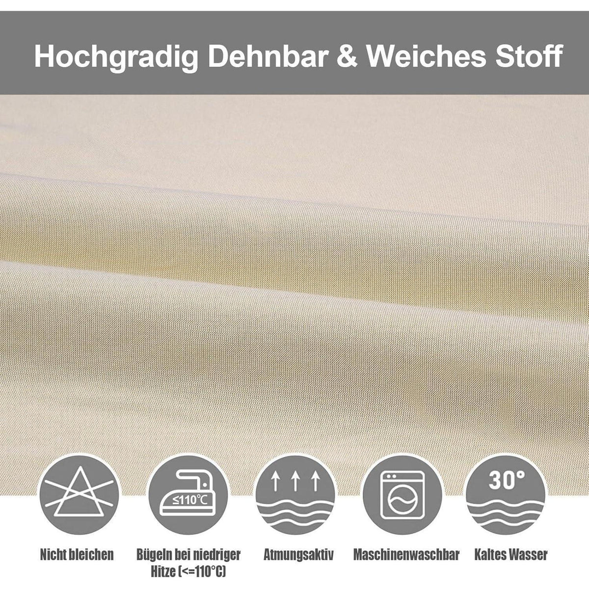 Stretch Stuhlhussen 6er Set – Beige | Abnehmbar & Waschbar