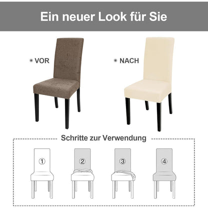 Stretch Stuhlhussen 6er Set – Beige | Abnehmbar & Waschbar
