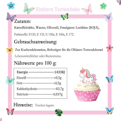 Essbare Einhorn Tortendeko 80 Stück für Mädchen Geburtstage