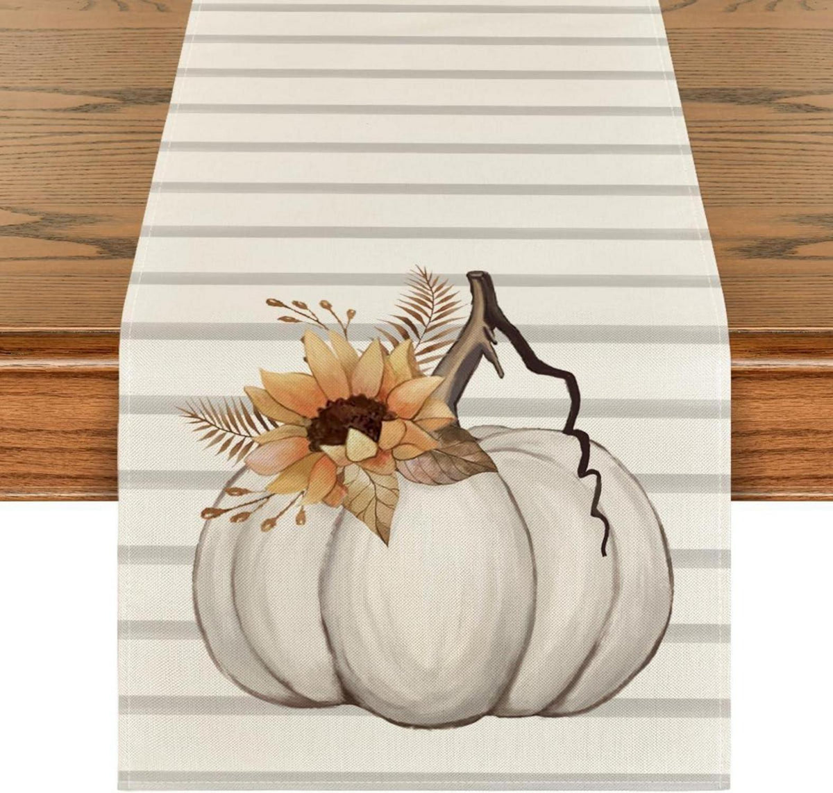 Herbstliches Tischläufer Set Kürbisse Sonnenblumen Blätter 40x300 cm