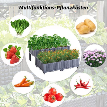 Hochbeet Kunststoff-Rattan höhenverstellbar 80x80cm Graublau