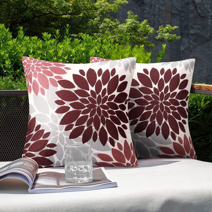 Serento Kissenbezug 50x50 Rot Dahlie - 2er Set, Wasserdicht