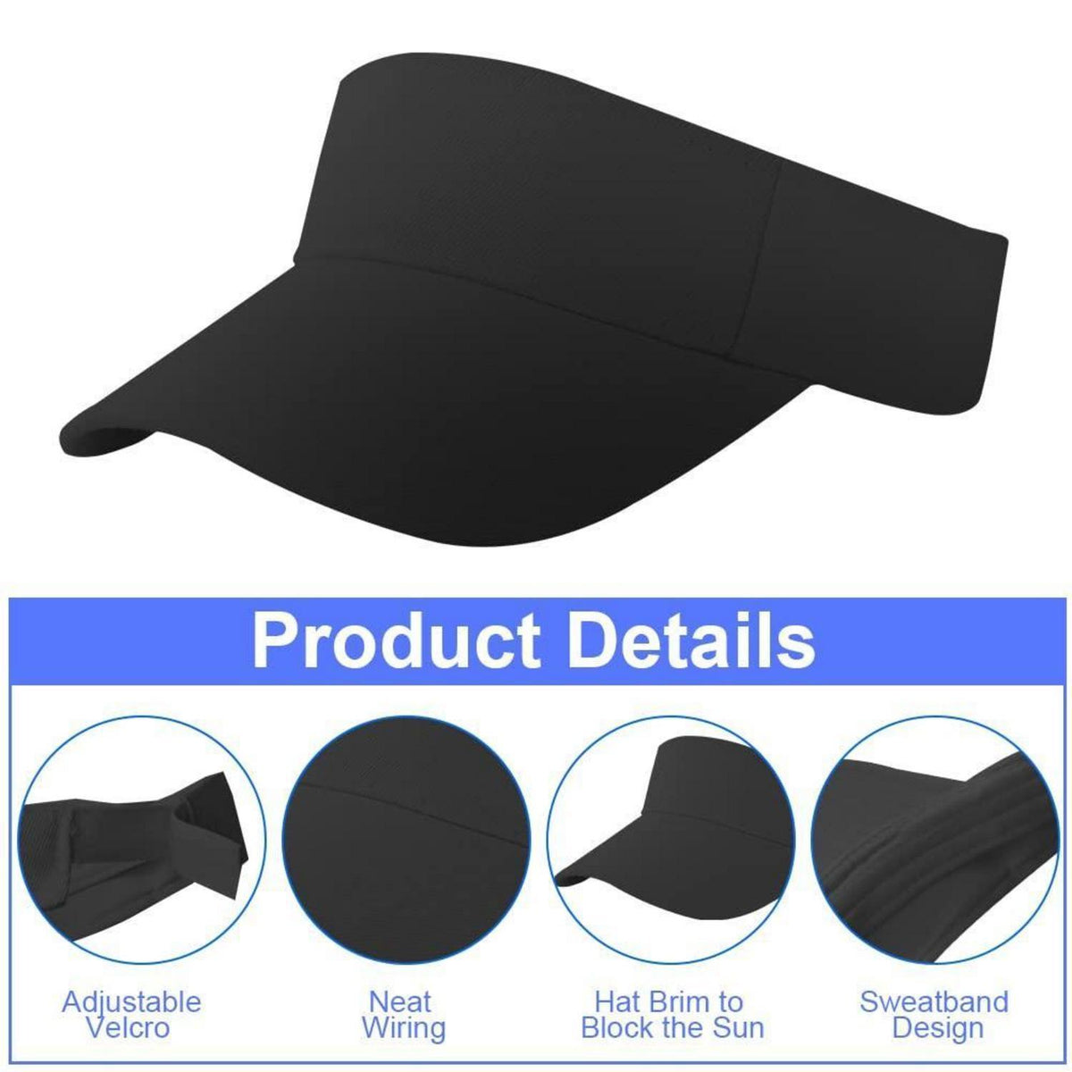 Visor Cap Herren Damen – Atmungsaktiv & Schweißabsorbierend Schwarz