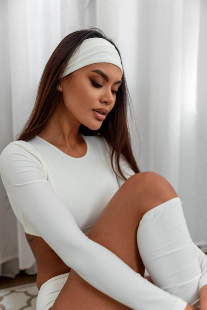 Stirnband Damen Breit Elastisch Weiß Haarband Haarreif Banda Bone