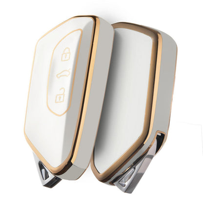 Schlüsselhülle VW, Seat, Skoda – TPU Silikon, Goldener Rand