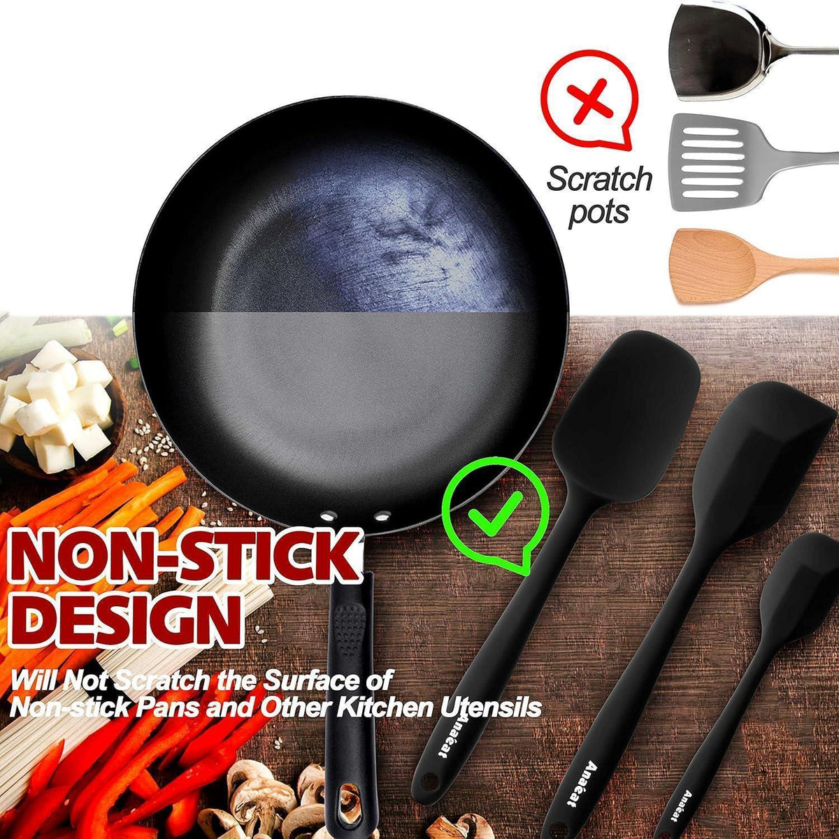 Silikon Spatel Set 4er-Pack – Hitzebeständig & Antihaft
