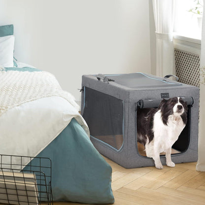 Faltbare Hundebox für große Hunde – Komfortable Schlafbox Grau L