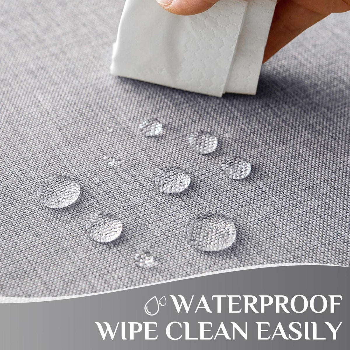 Wasserdichte Leinentischdecke Bauernhausstil – Hellgrau 152x213 cm