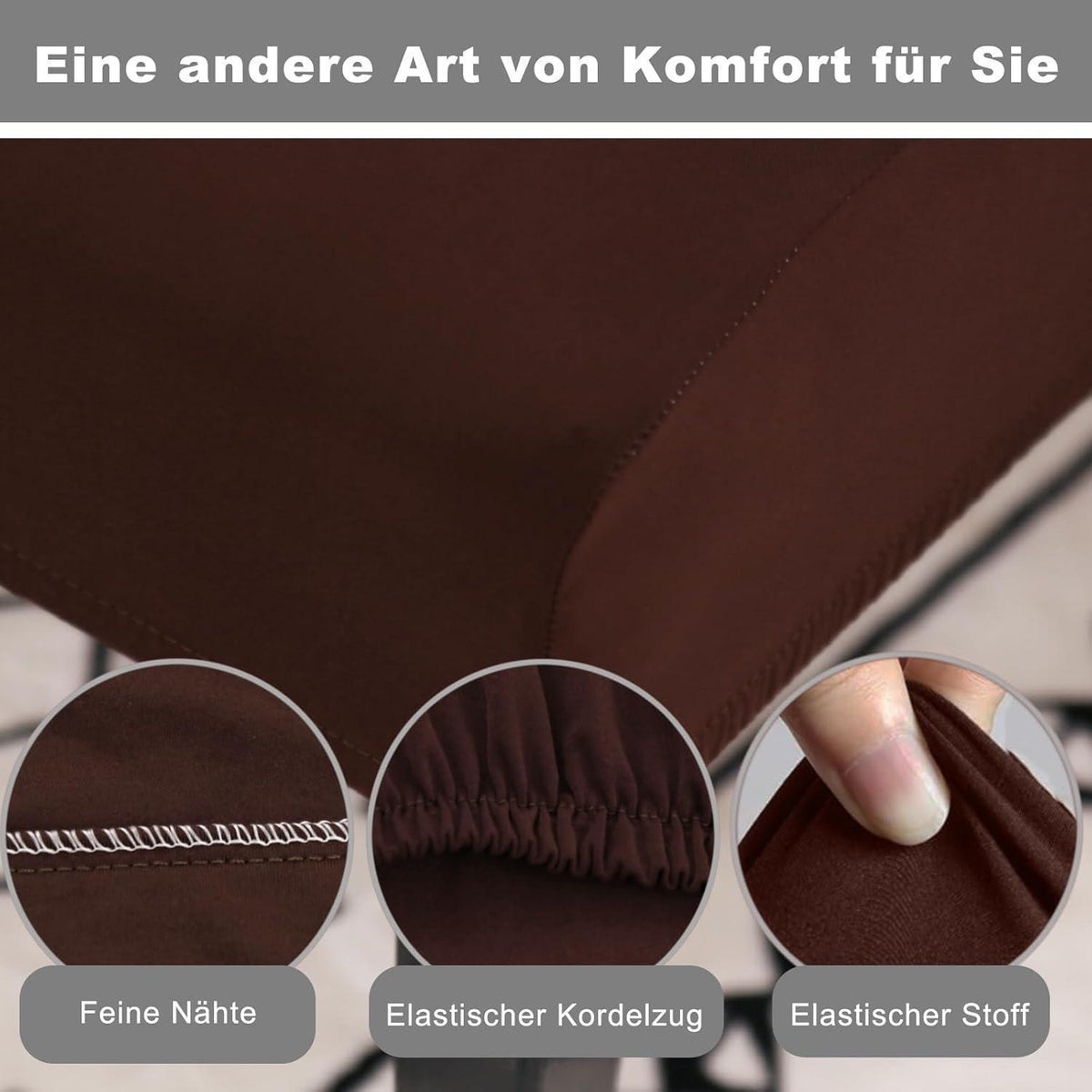 Stuhlhussen Schwingstuhl 4er Set Dunkelbraun, Abnehmbar & Waschbar