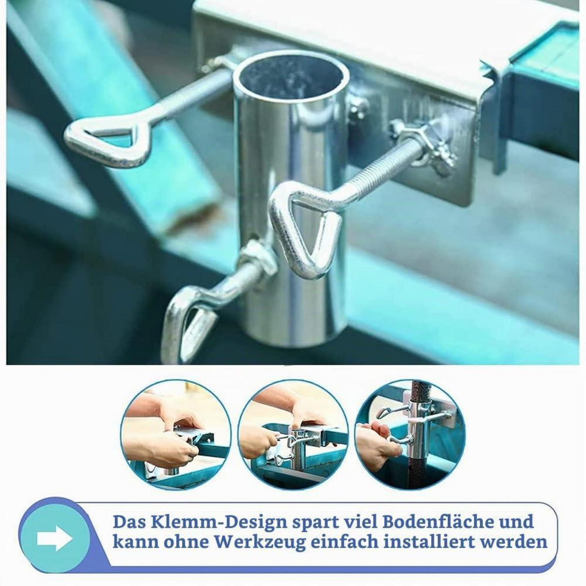 Balkon Sonnenschirmhalterung für Geländer, Ø25-38mm, bis 5cm Breite