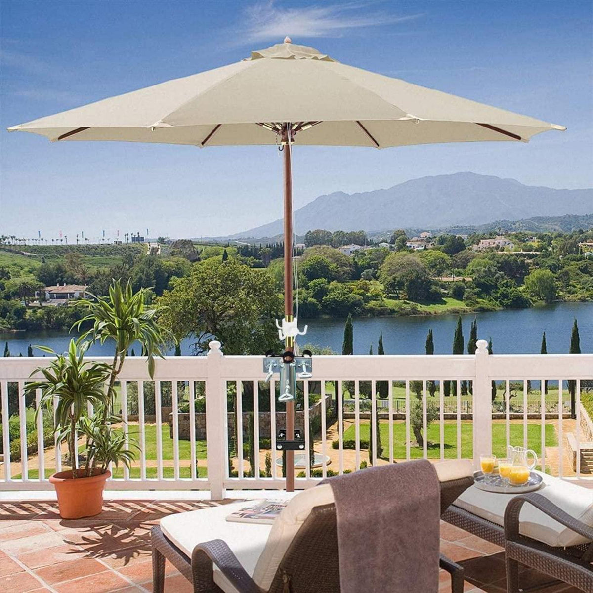 Balkon Sonnenschirmhalterung für Geländer, Ø25-38mm, bis 5cm Breite