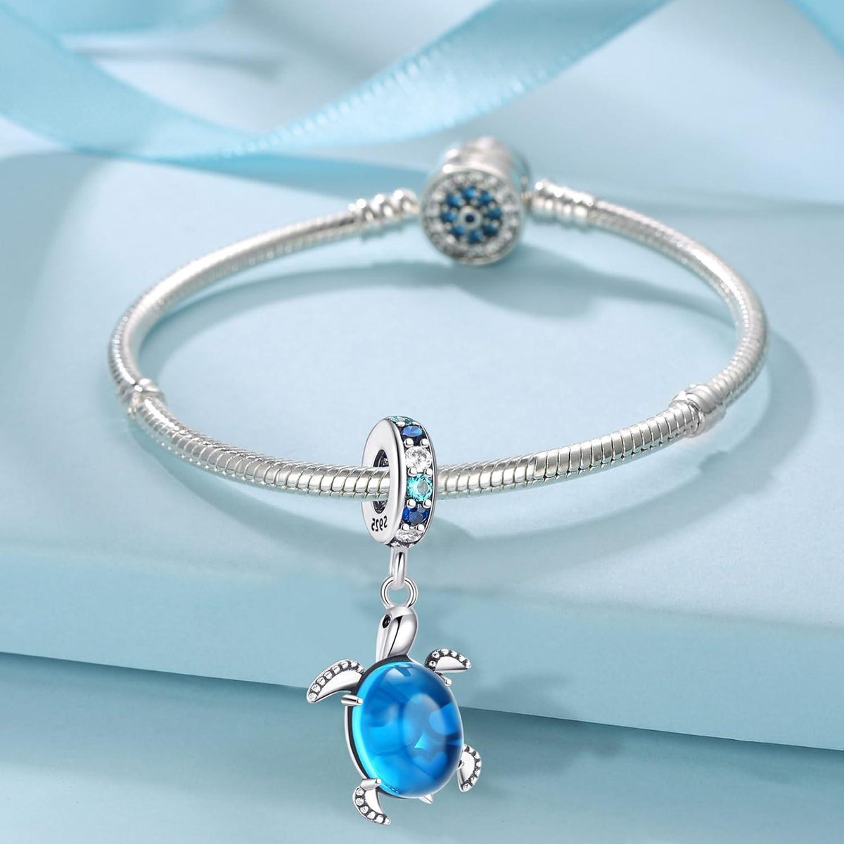 925 Sterling Silber Schildkröte Charm Anhänger für Damen Armband Halskette