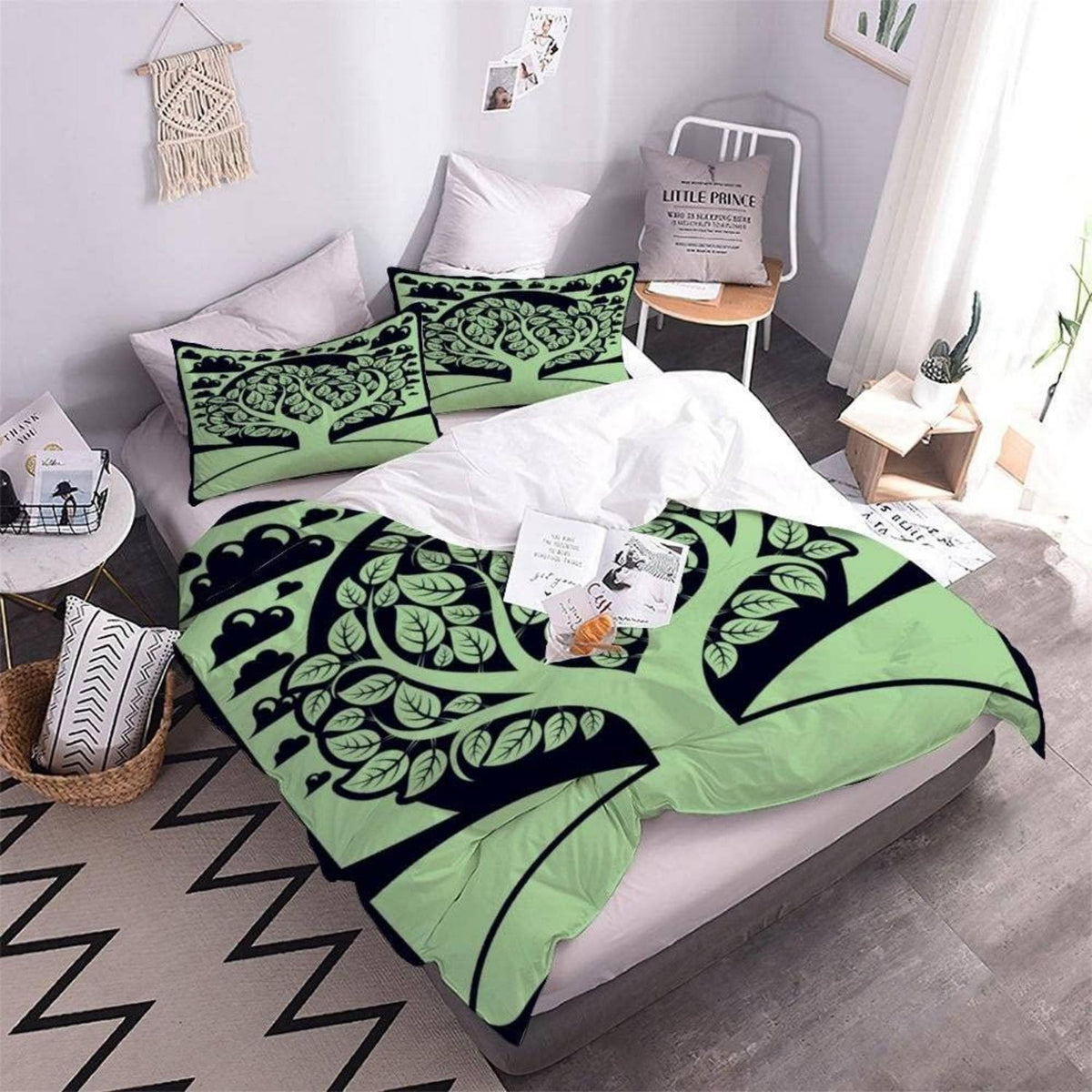 Bettwäsche Set 135x200 Baum Motiv 3D Druck Microfaser Kinder