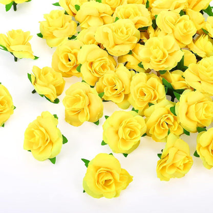 Künstliche Rosenköpfe Gelb 50 Stück Ø 4cm Deko DIY