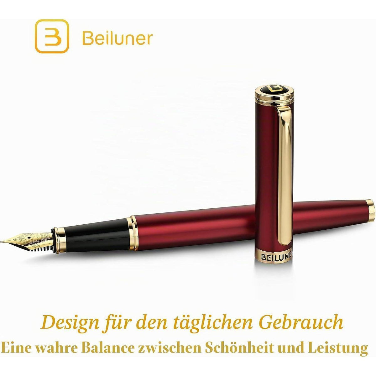 Luxuriöser Füllfederhalter Rot mit 24K Gold-Akzenten