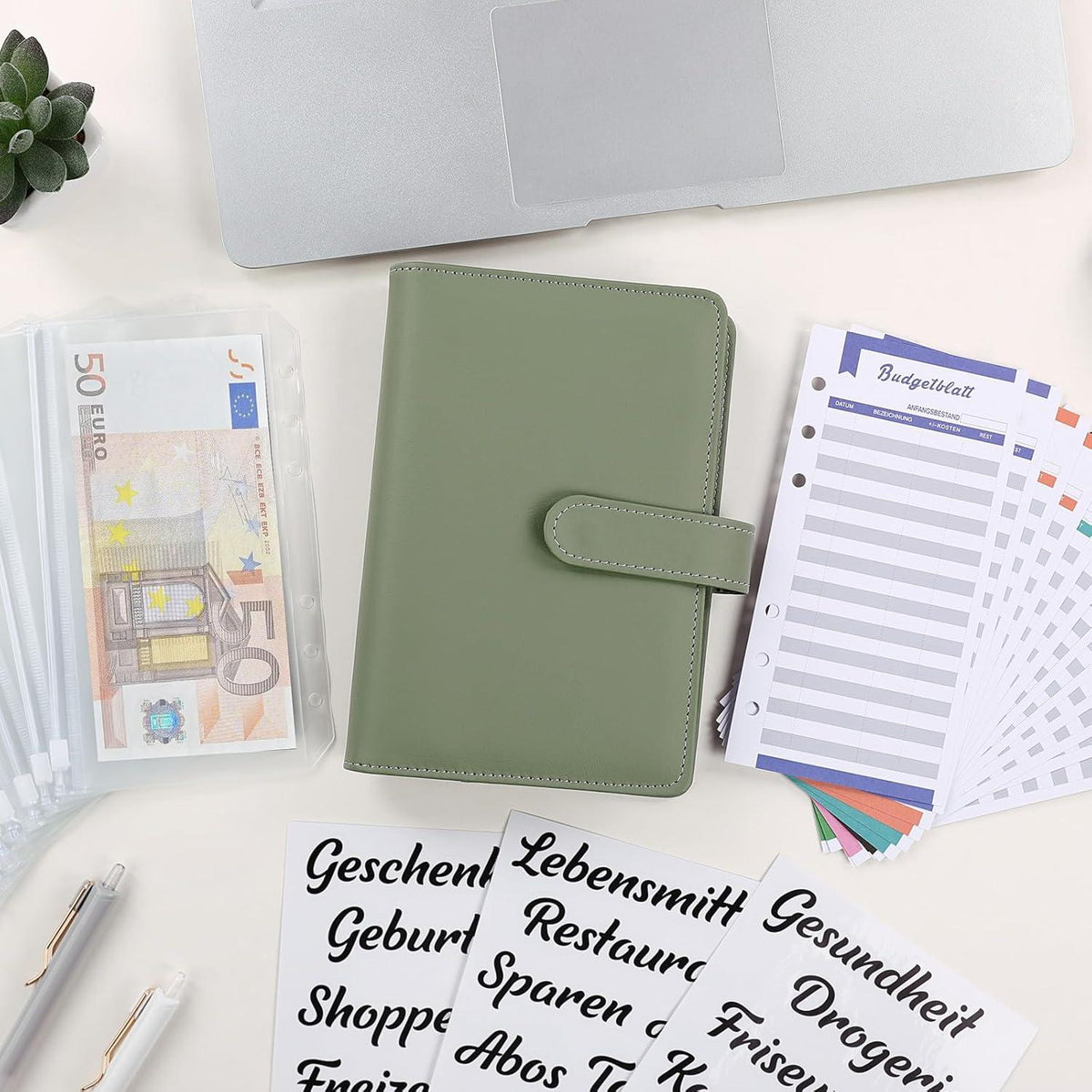 Budget Planner A6 mit Geldumschlägen und Budget Blättern, Finanzplaner