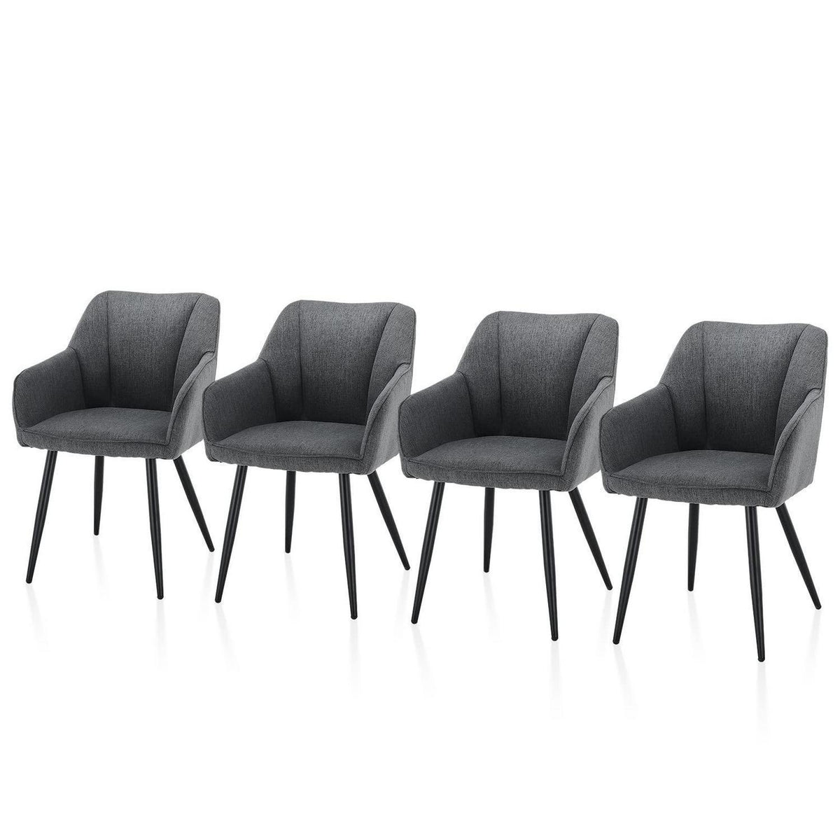 Esszimmerstühle Set 4er Leinen, Modern & Komfortabel Dunkelgrau
