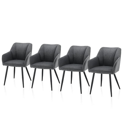 Esszimmerstühle Set 4er Leinen, Modern & Komfortabel Dunkelgrau