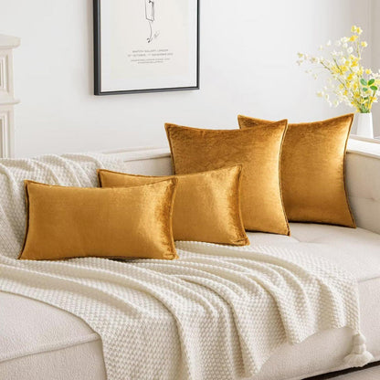 Samt Kissenbezug 40x40 cm Champagner Golden - 2er Set