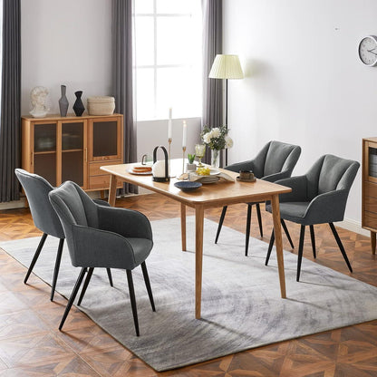 Esszimmerstühle Set 6er Leinen, Modern & Komfortabel Dunkelgrau