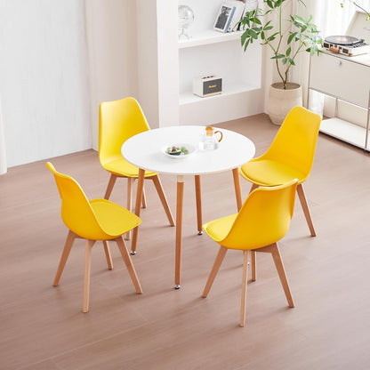 Esszimmerstuhl Set 8er – Massivholz, Abnehmbares Kissen, Schwarz