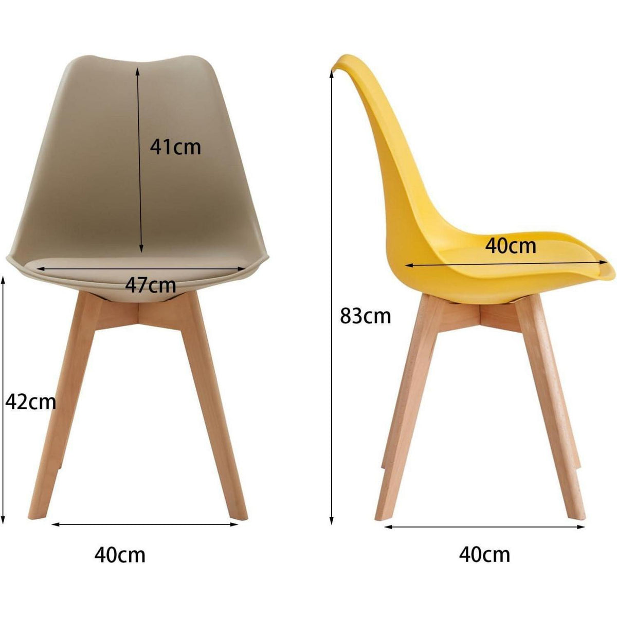 Esszimmerstuhl Set 8er – Massivholz, Abnehmbares Kissen, Beige