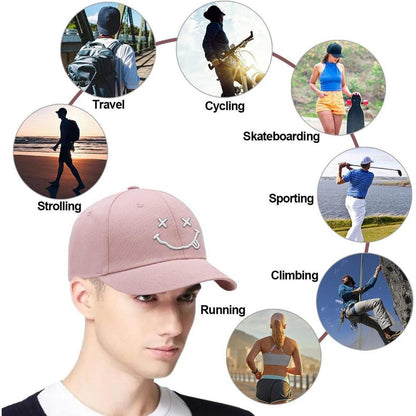 Gestickte Baseball Cap mit Lächeln – Rosa, Verstellbar
