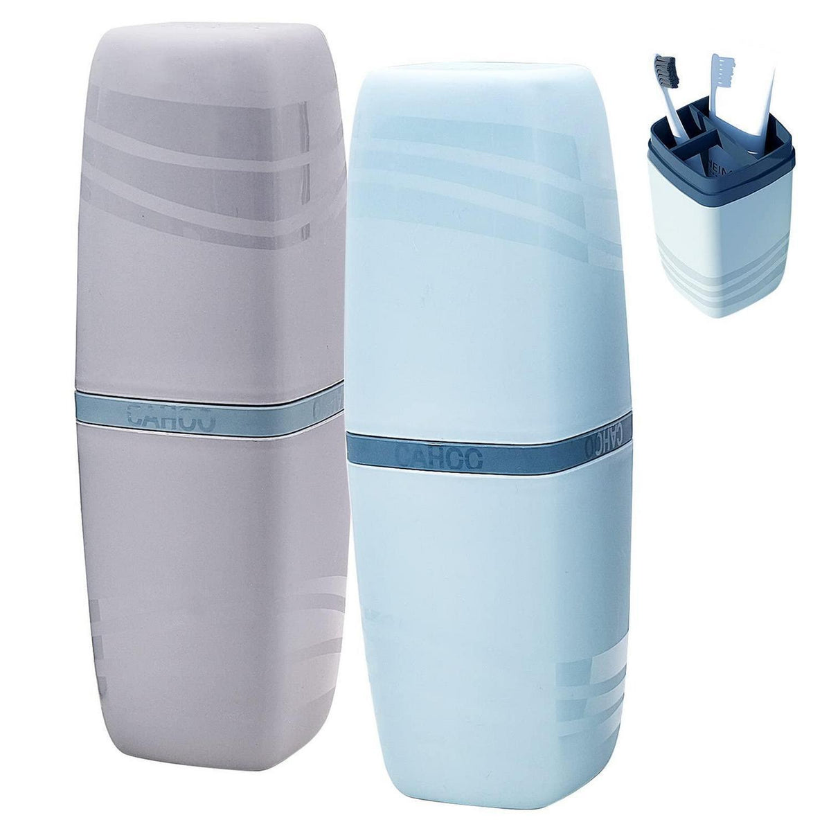2er Set Zahnbürsten Etui Reisebecher multifunktional & hygienisch