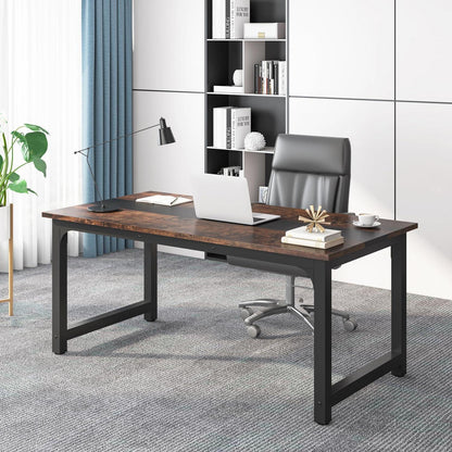 Moderner Computertisch 160x80 cm – Rustikal/Schwarz – Home Office Schreibtisch