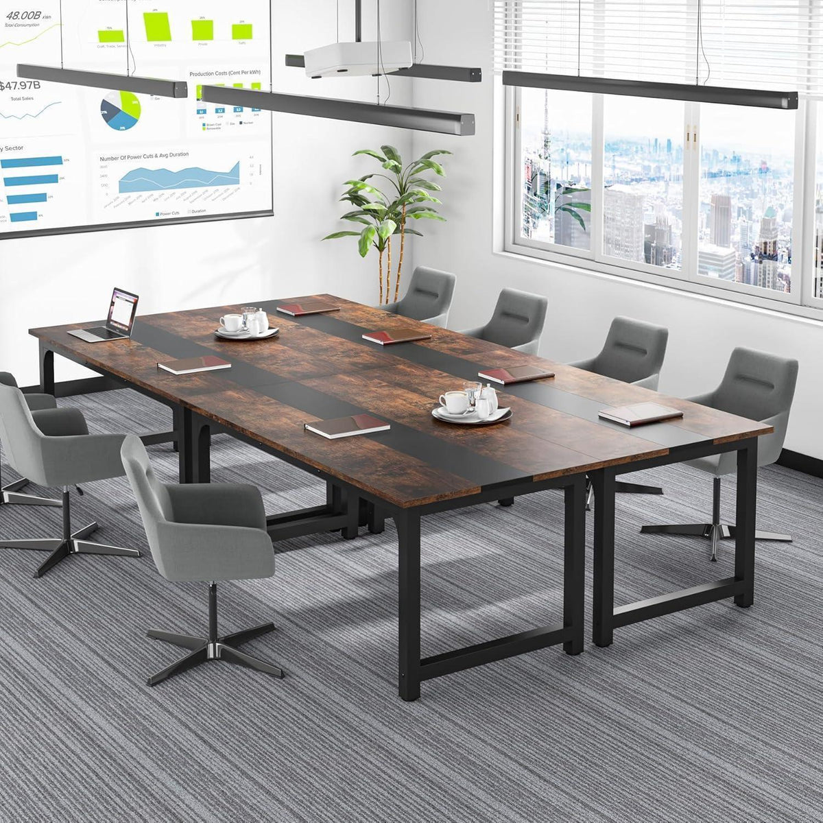 Moderner Computertisch 160x80 cm – Rustikal/Schwarz – Home Office Schreibtisch