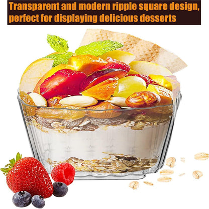 50x Dessertbecher 150ml Quadratisch Transparent Wiederverwendbar