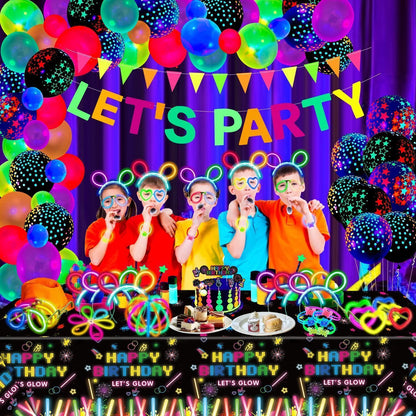 Neon Party Zubehör Set – Schwarzlicht Deko für Geburtstag