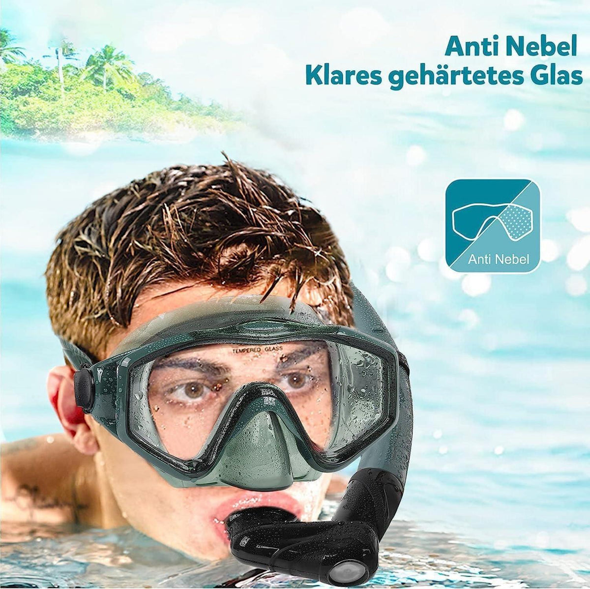 Kuyou Schnorchelset für Erwachsene mit Flossen Taucherbrille Beschlagschutznin 3-in-1 Set