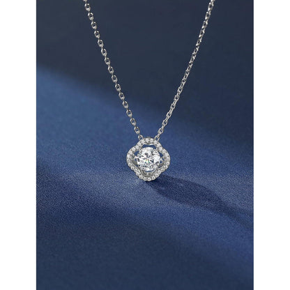 Halskette Damen Moissanit Kleeblatt Silber 925 Tanzender Stein Geschenk
