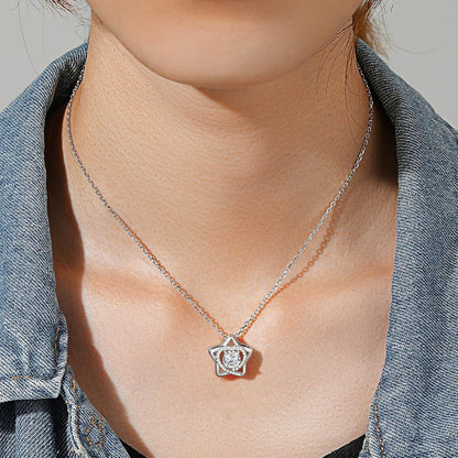Moissanite Halskette Damen Silber 925 mit Herz & Stern Anhänger