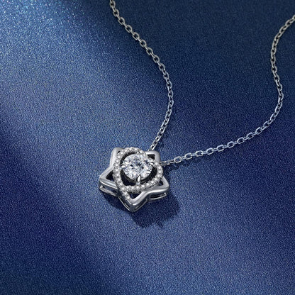 Moissanite Halskette Damen Silber 925 mit Herz & Stern Anhänger