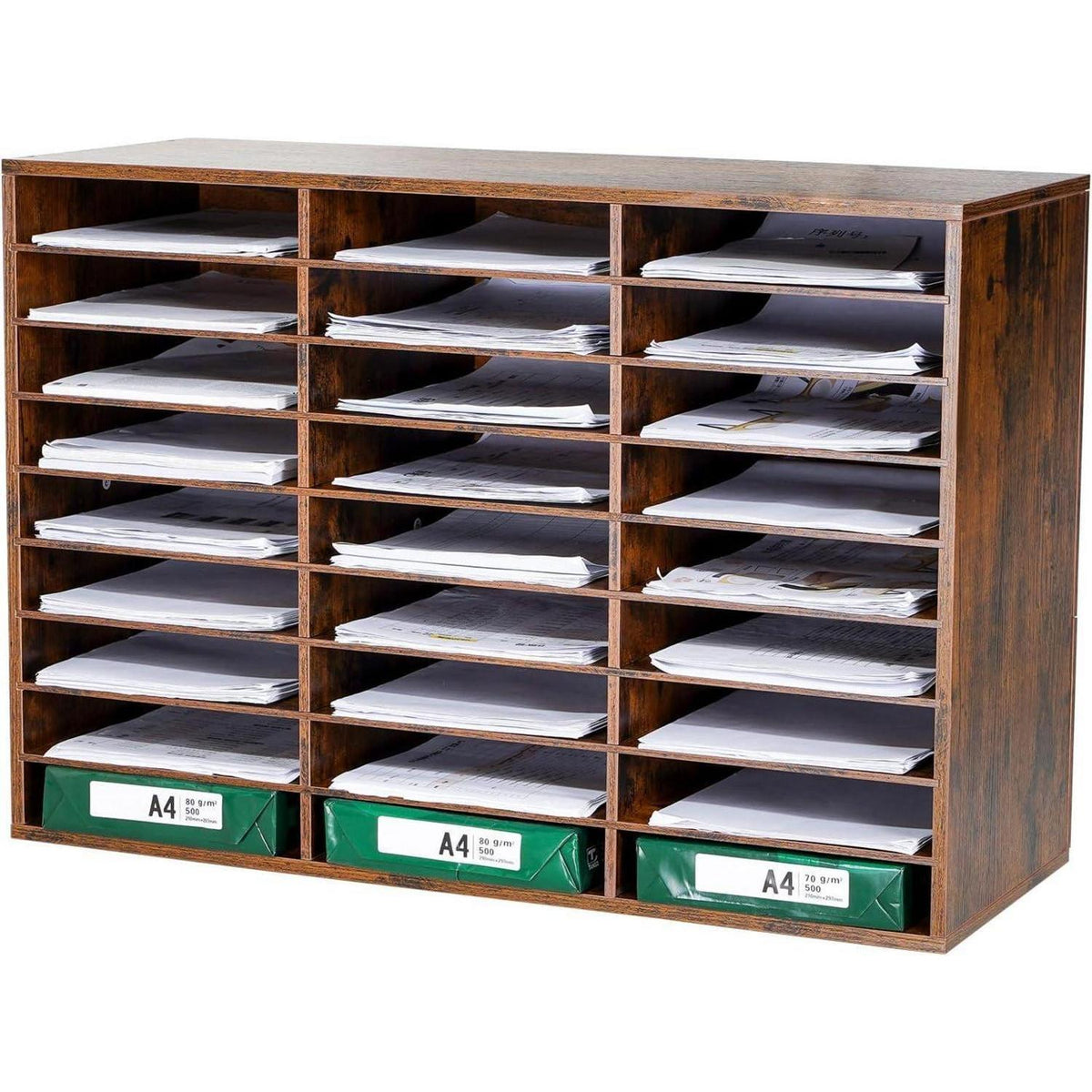 Ablagesystem 27 Fächer – Schreibtisch Organizer Schwarz A4