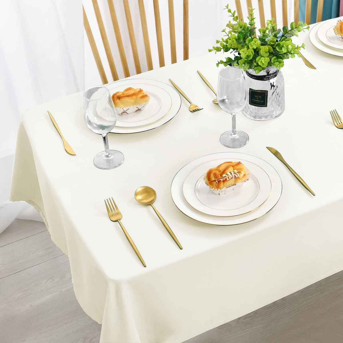 Wasserdichte Champagner Tischdecke 90x90 cm – Abwaschbar & Fleckgeschützt