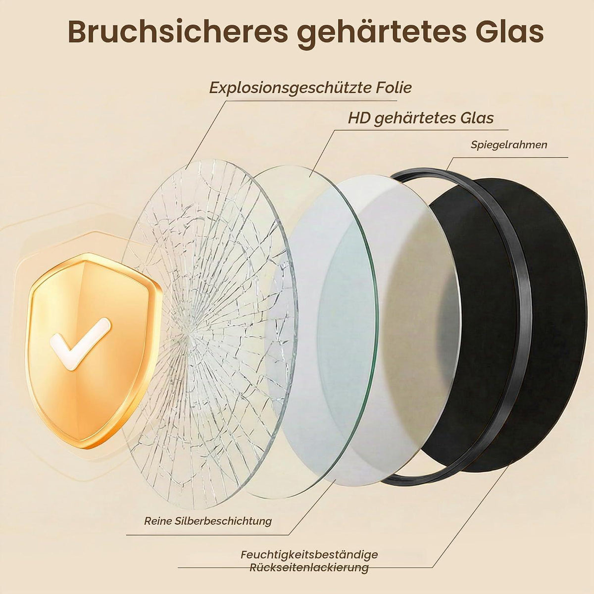 Runder Wandspiegel 75cm Schwarz – Modern & Elegant
