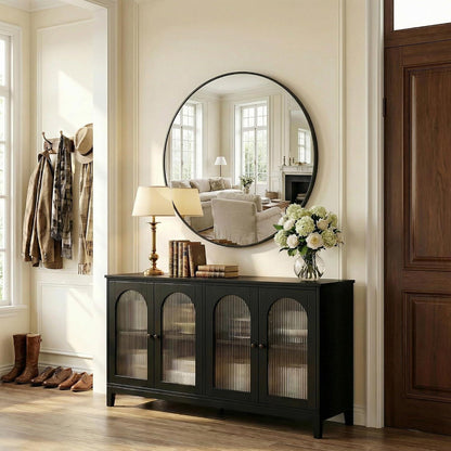 Runder Wandspiegel Schwarz 60cm – Moderner Deko Spiegel für Bad & Wohnzimmer