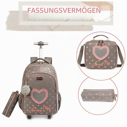 Schultrolley für Mädchen mit Rollen – Grau-liebe